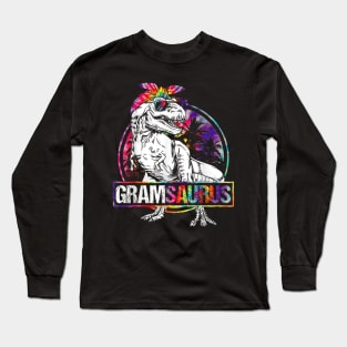 Gramsaurus Dinosaur Gram Saurus Family Matching Tie Dye Long Sleeve T-Shirt